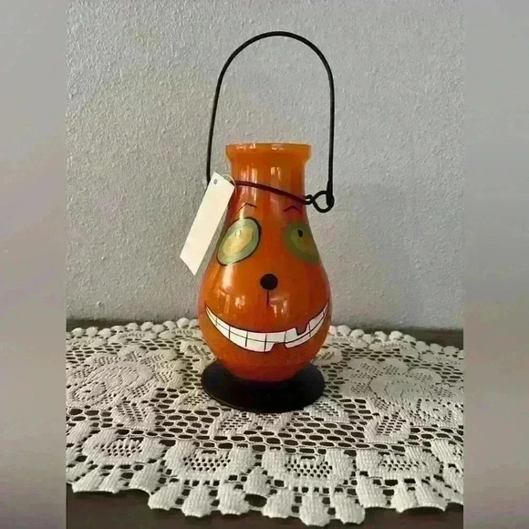Other - Halloween Glass Jack O Lantern Jar Tea Light Candle NEW